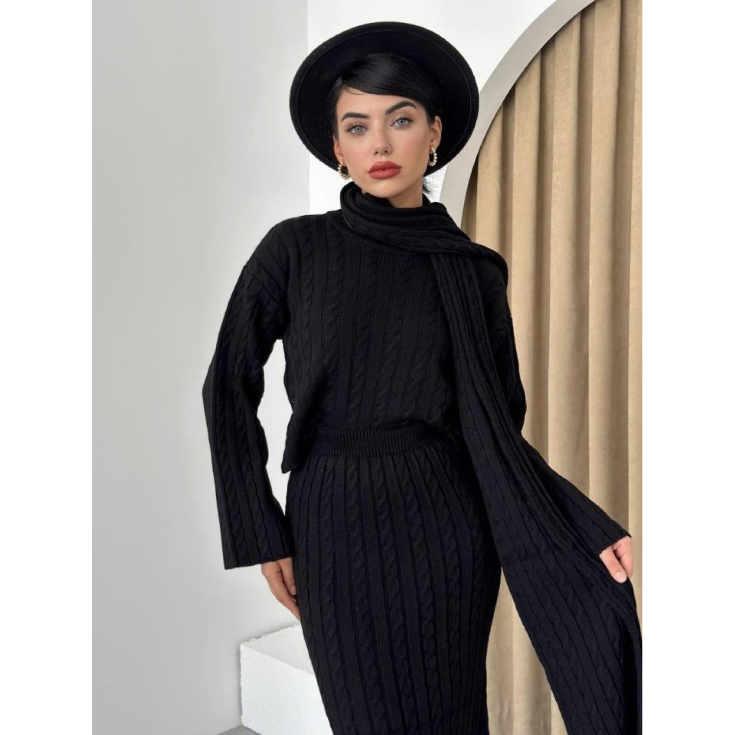 Lucky Life Kadın Şallı Triko Takım Lucky Life Kadın Şallı Triko Takım