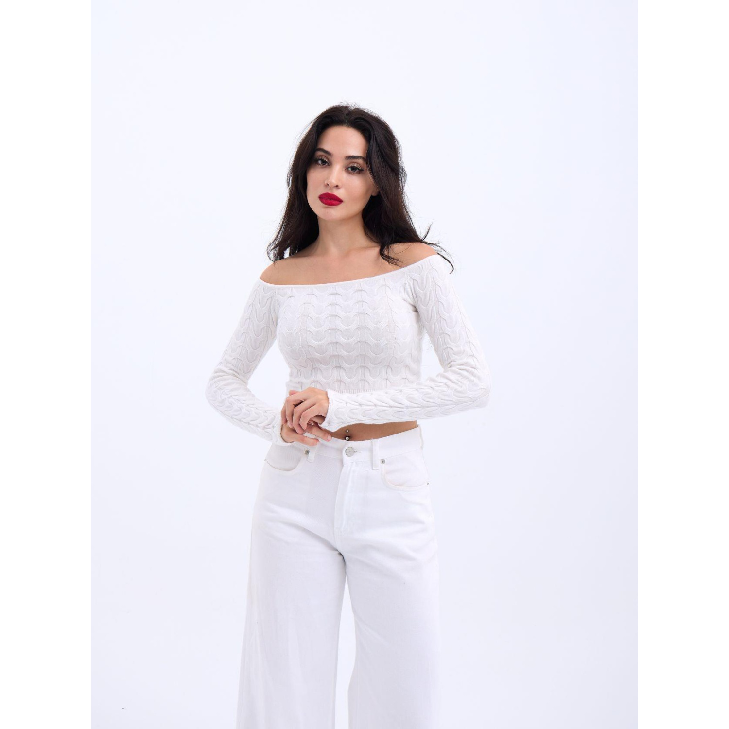 Lucky Life Kadın 241 TRİKO KAYIK YAKA CROP-EKRU Lucky Life Kadın 241 TRİKO KAYIK YAKA CROP-EKRU