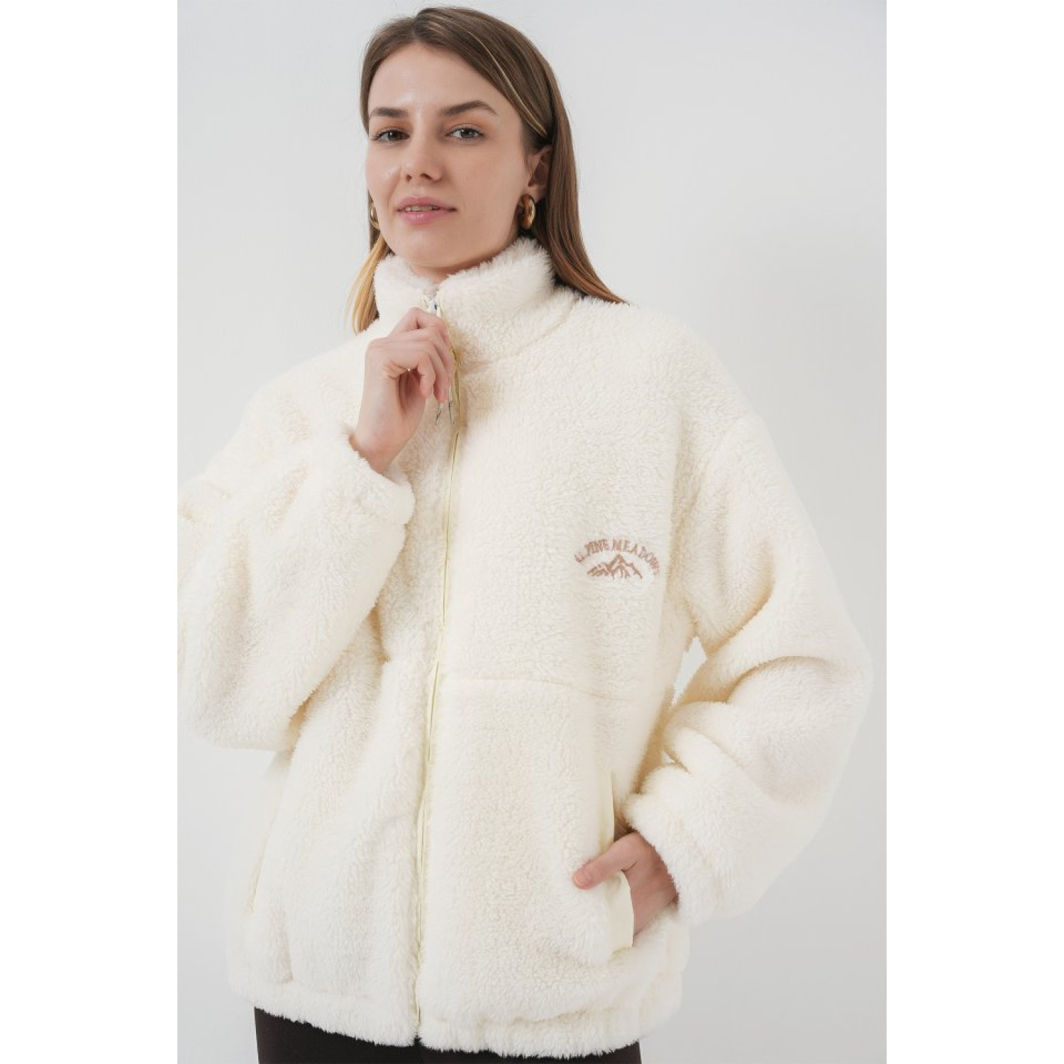 Lucky Life Kadın Peluş Mont Ceket - D.Krem