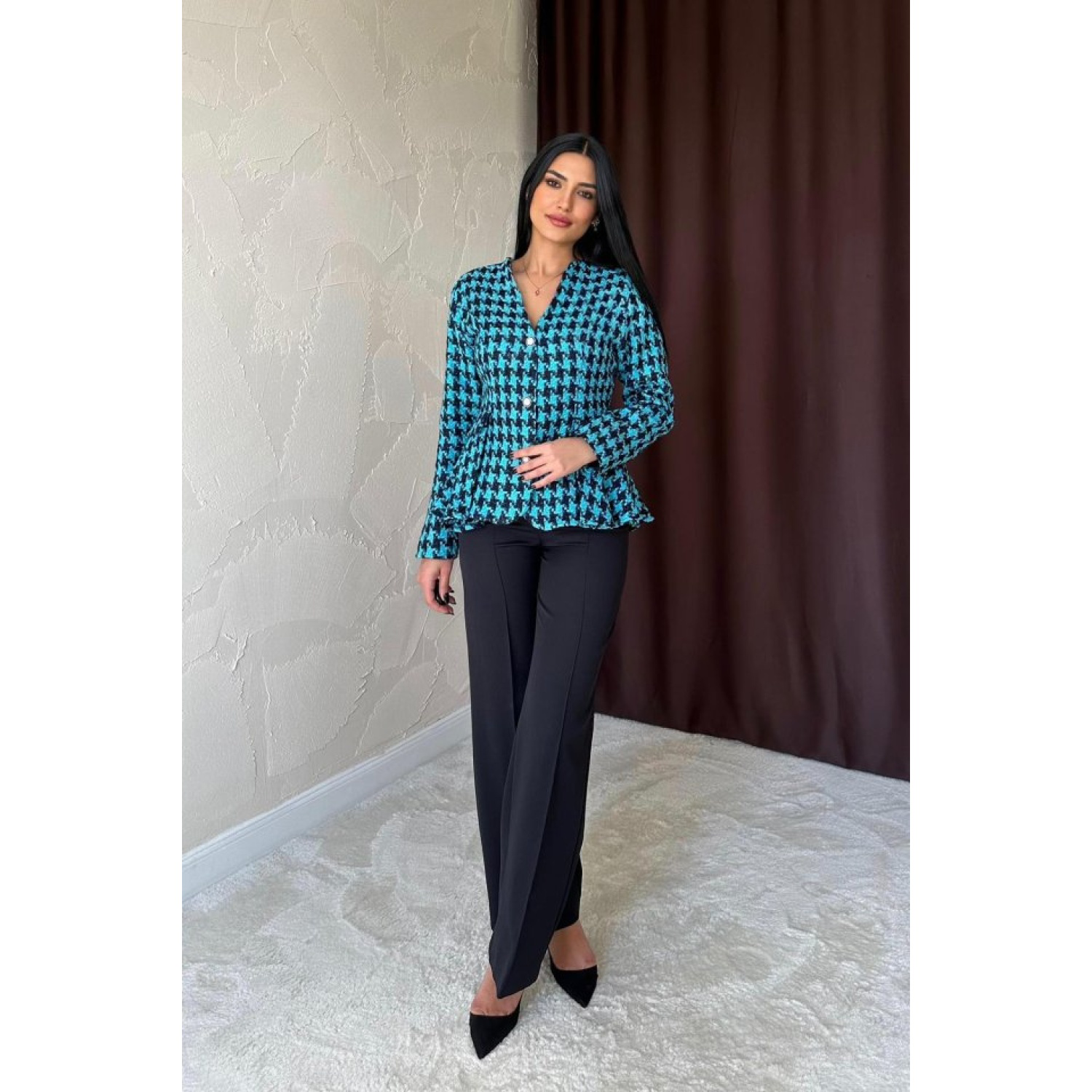 Lucky Life Kadın Mavi Arka Fiyonk Detaylı Ceket