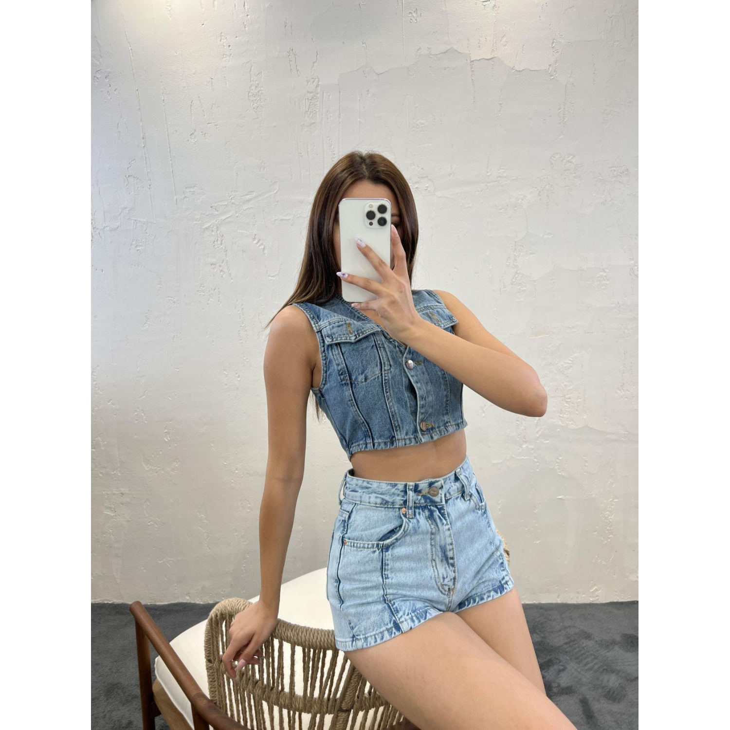 Lucky Life Kadın 17 KOT BLUZ-MAVİ