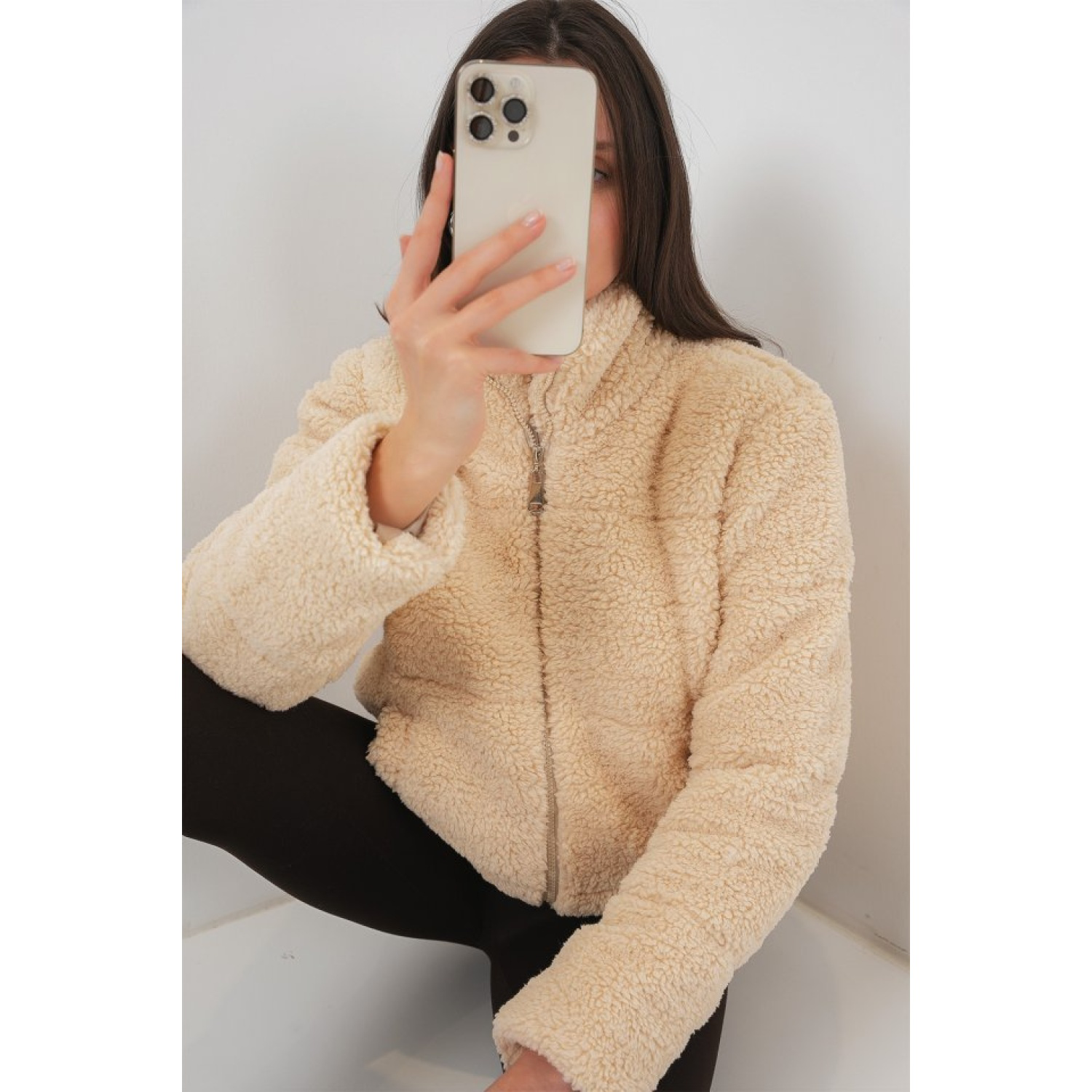 Lucky Life Kadın Astarlı Peluş Mont - Krem