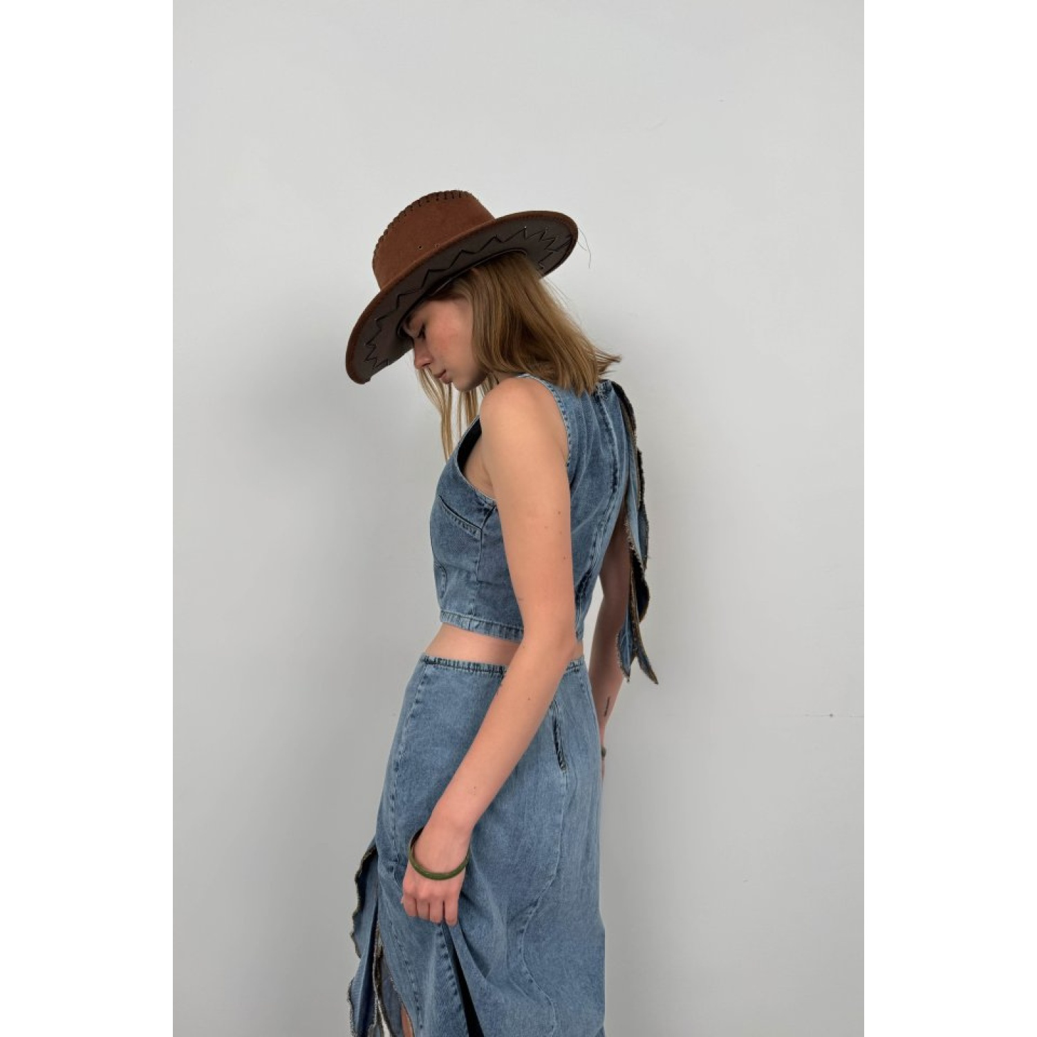 Lucky Life Kadın Fırfır Detay Denim Bluz Lucky Life Kadın Fırfır Detay Denim Bluz