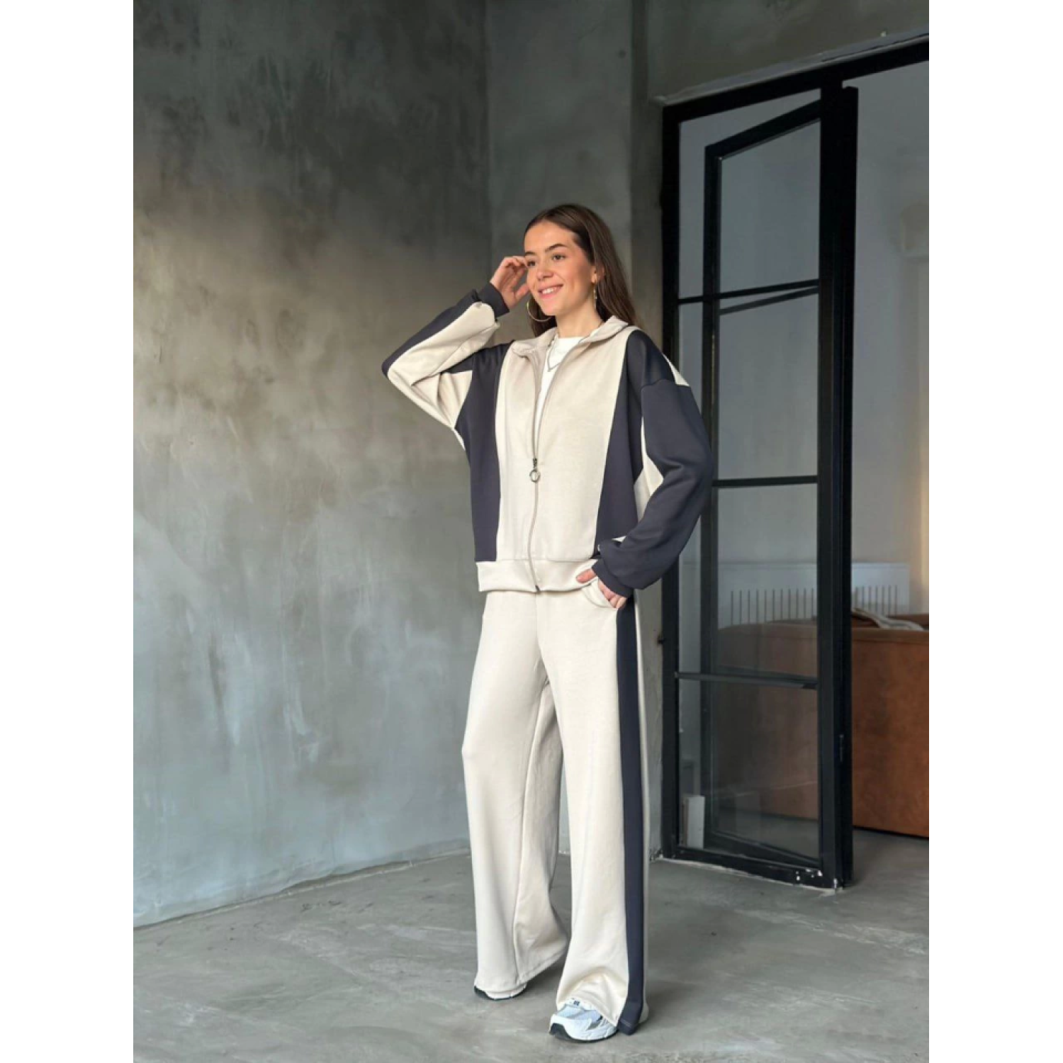 Lucky Life Kadın Modal Yumuşak Dokulu Kumaş Kapüşonlu Fermuarlı T