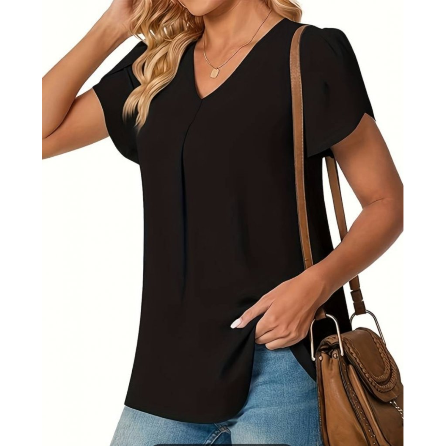 Lucky Life Kadın Kısa Kollu V Yaka Sandy Bluz Lucky Life Kadın Kısa Kollu V Yaka Sandy Bluz