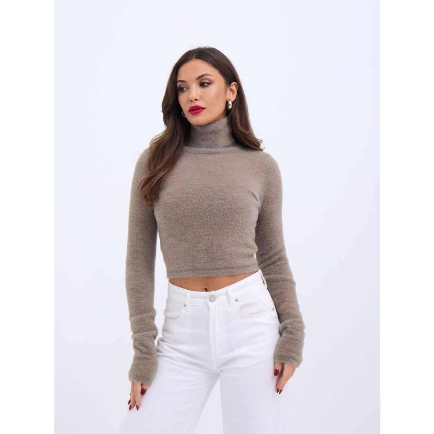 Lucky Life Kadın TRİKO SİMLİ BALIKÇI KAZAK-KAHVE