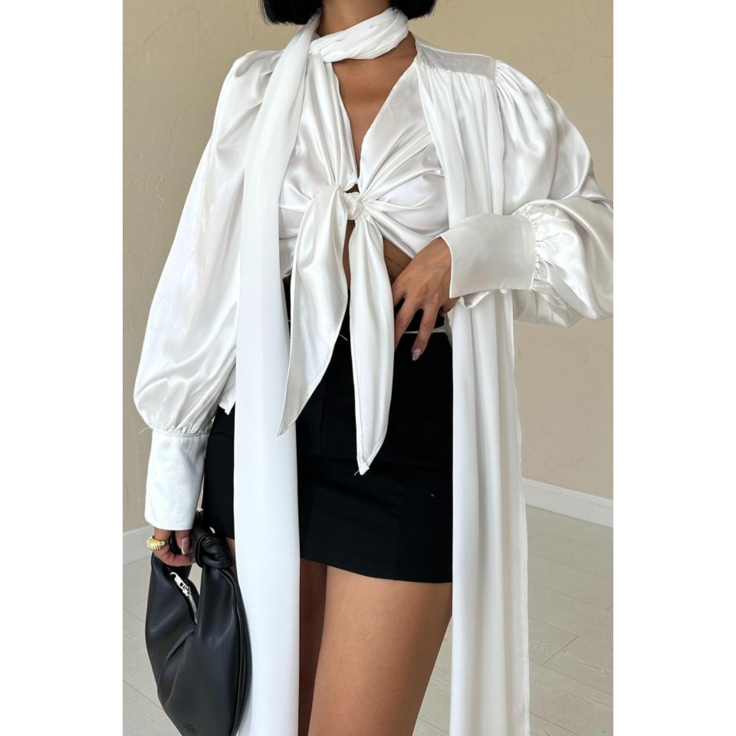 Lucky Life Kadın Ekru Önü Bağlamalı Bluz