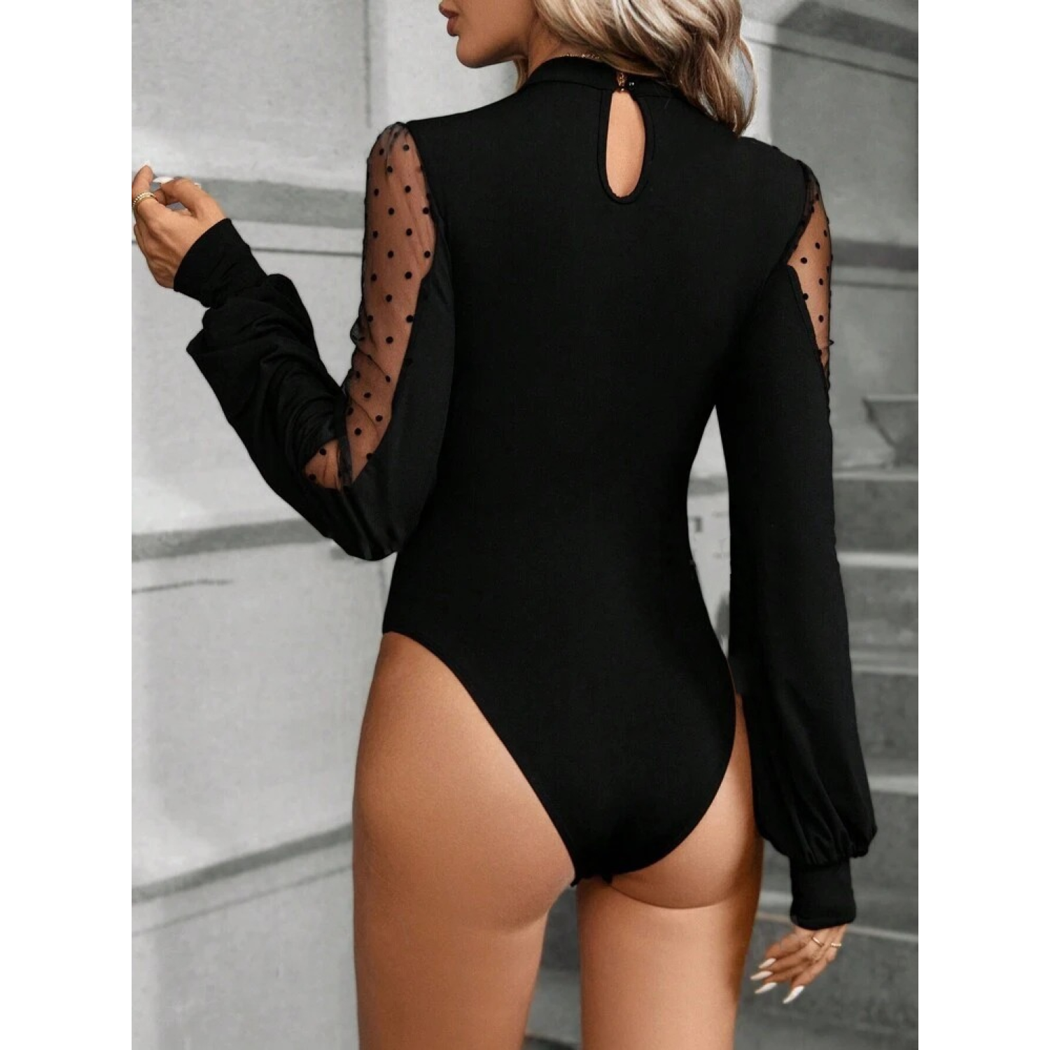 Lucky Life Kadın Uzun Kollu Yarı Balıkçı Yaka Kolları Tül Detaylı