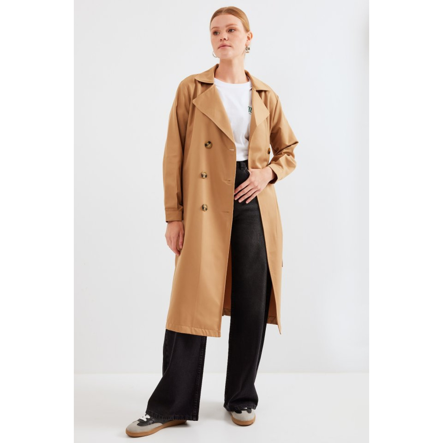 Lucky Life Kadın Kruvaze Yaka Trençkot - Taba