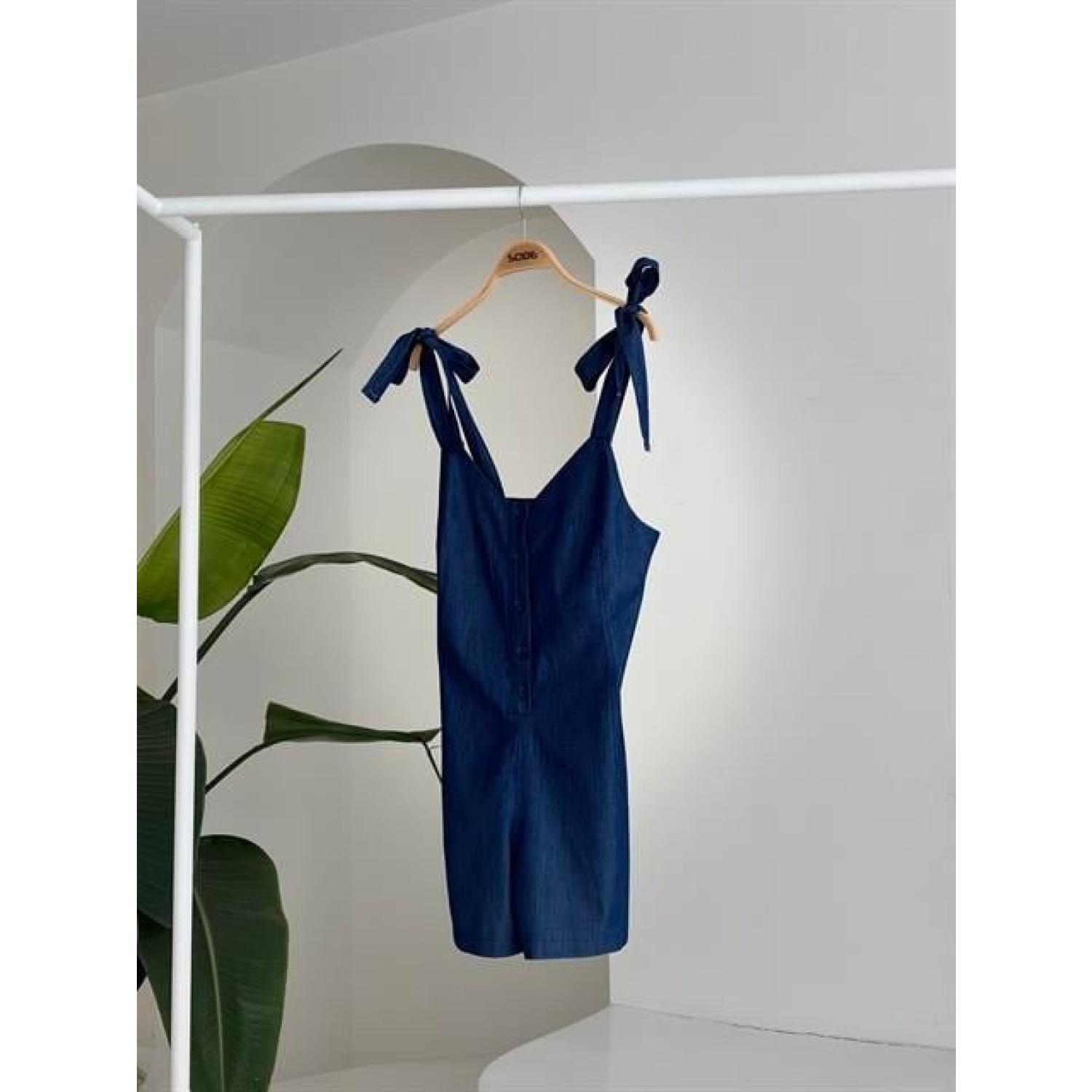 Lucky Life Kadın Tensel Denim Kumaşlı Mini Tulum