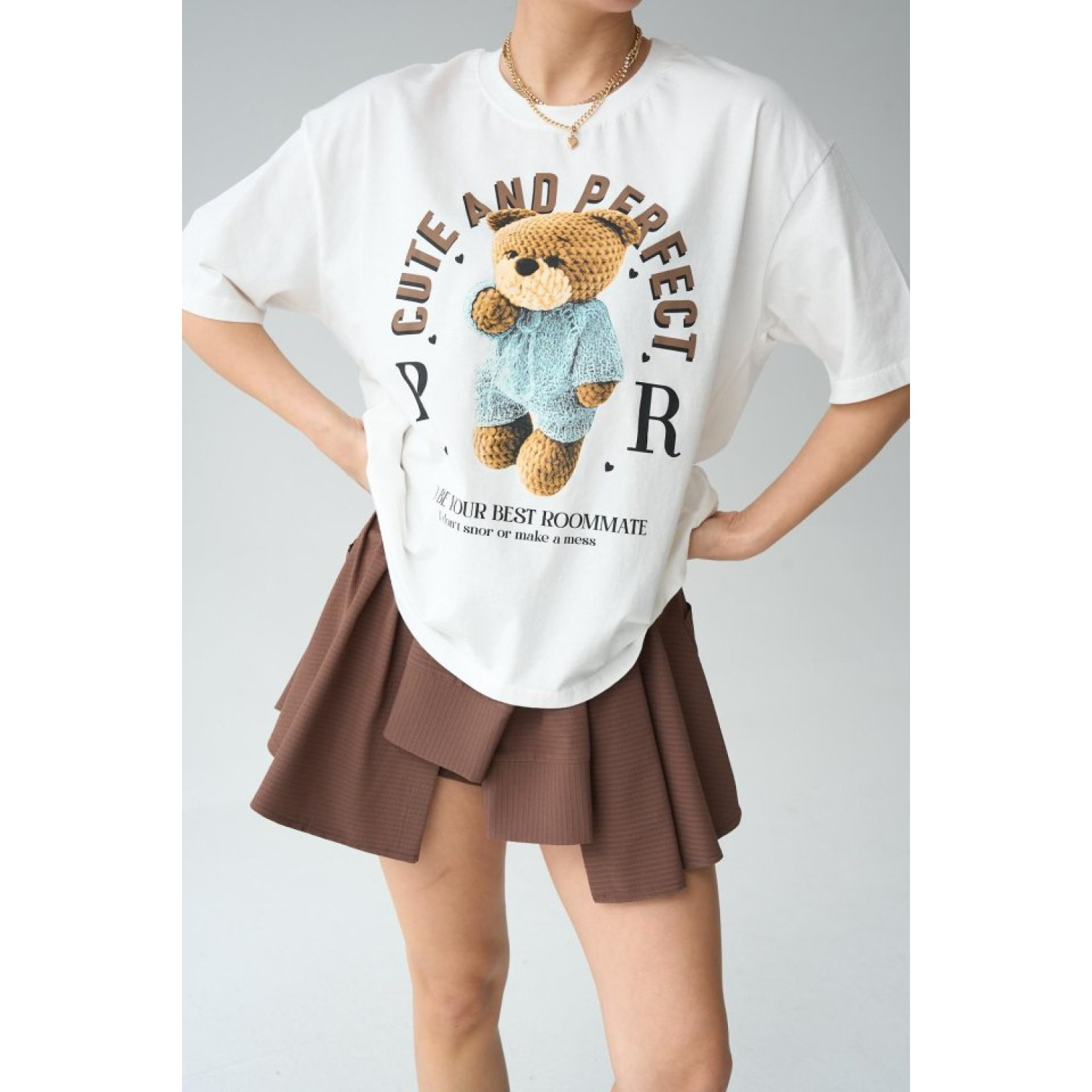 Lucky Life Kadın  Teddy Bear T-Shirt - Krem