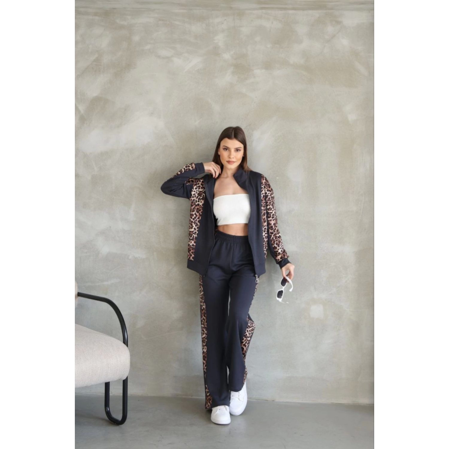 Lucky Life Kadın Modal Yumuşak Dokulu Kumaş  Kapüşonlu Leopar Des