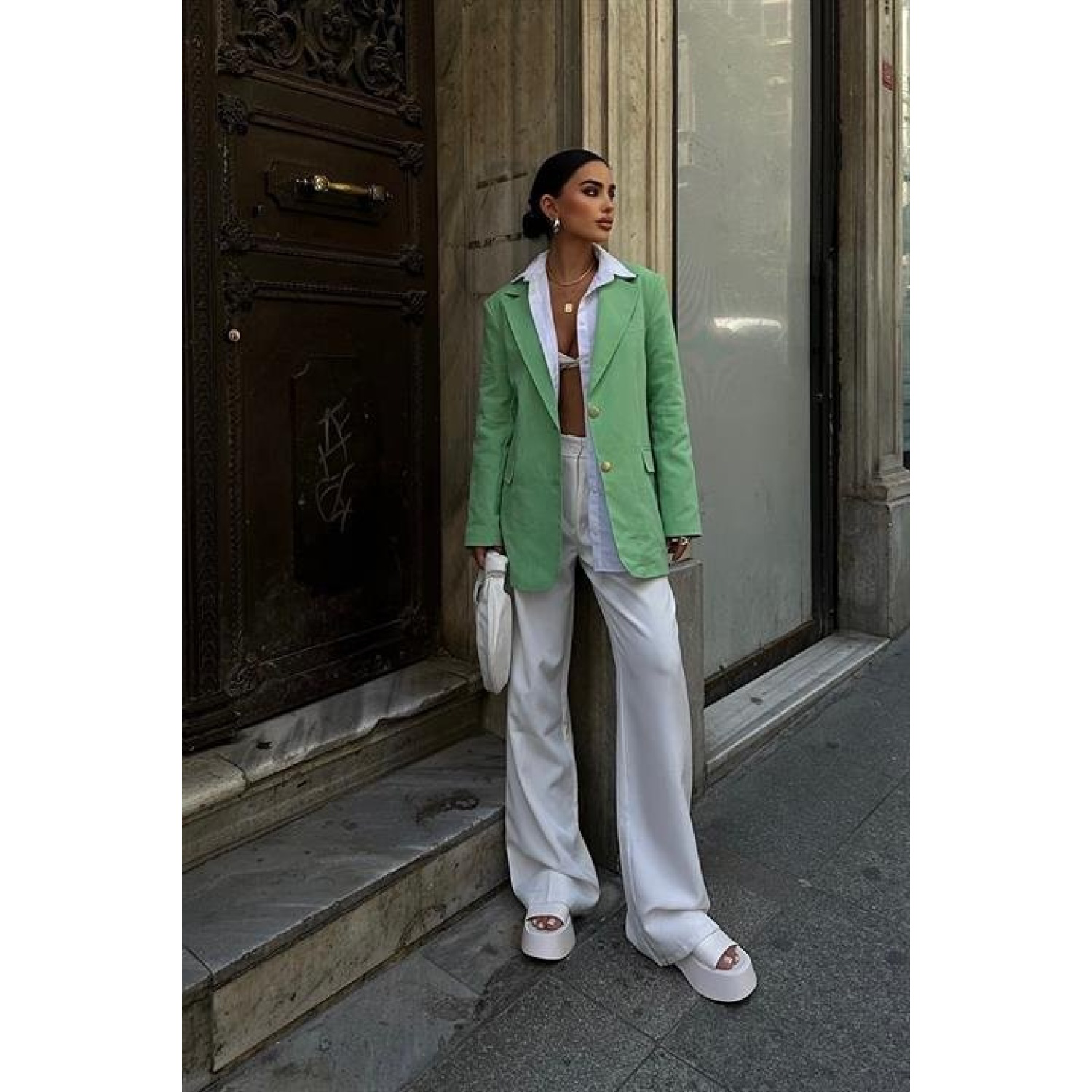 Lucky Life Kadın Blazer Keten Ceket  6105