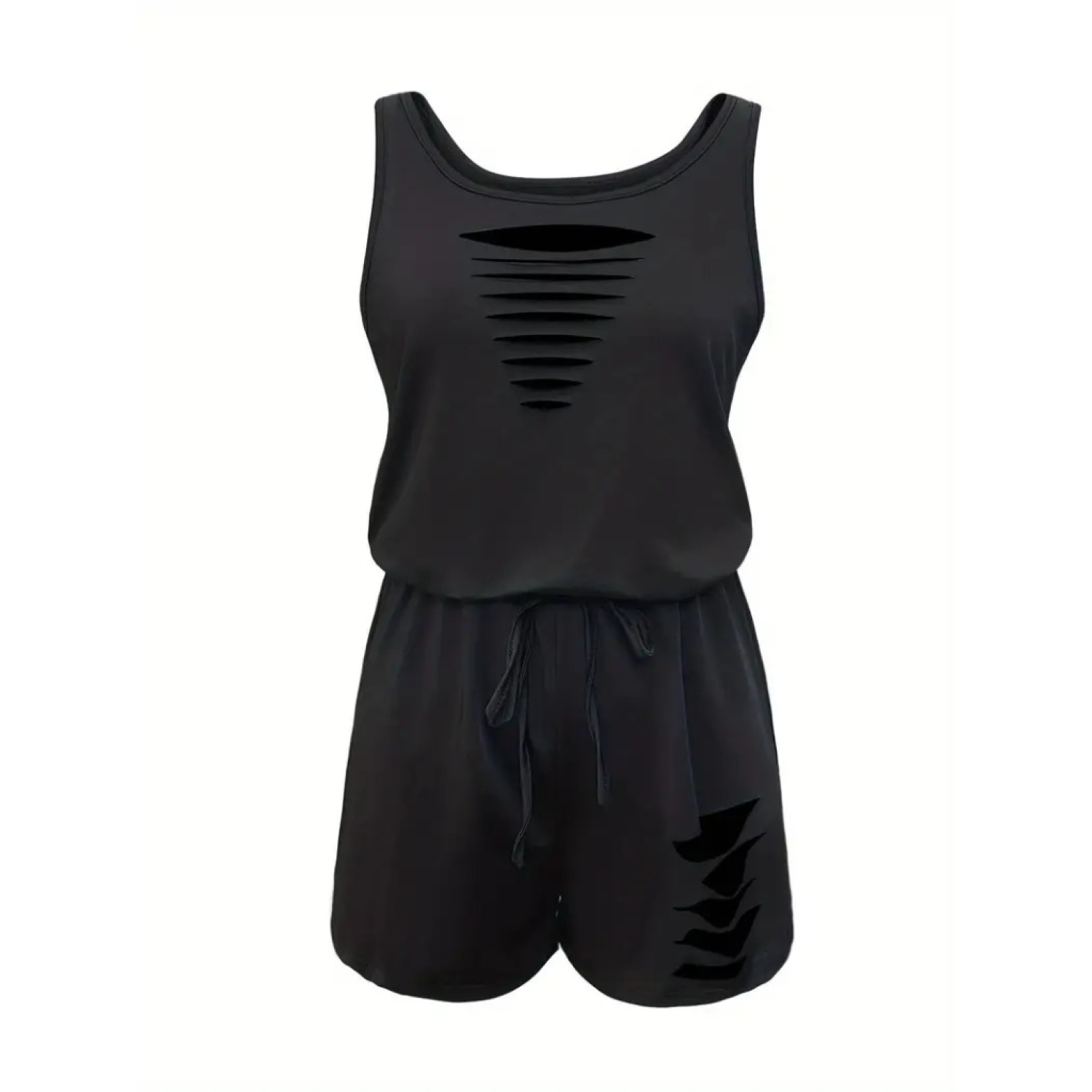 Lucky Life Kadın Askılı Yuvarlak Yaka Lazer Kesim Detaylı Bağcıkl