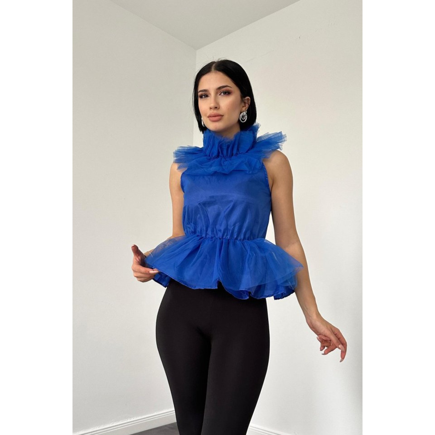 Lucky Life Kadın Saks Tüllü Bluz
