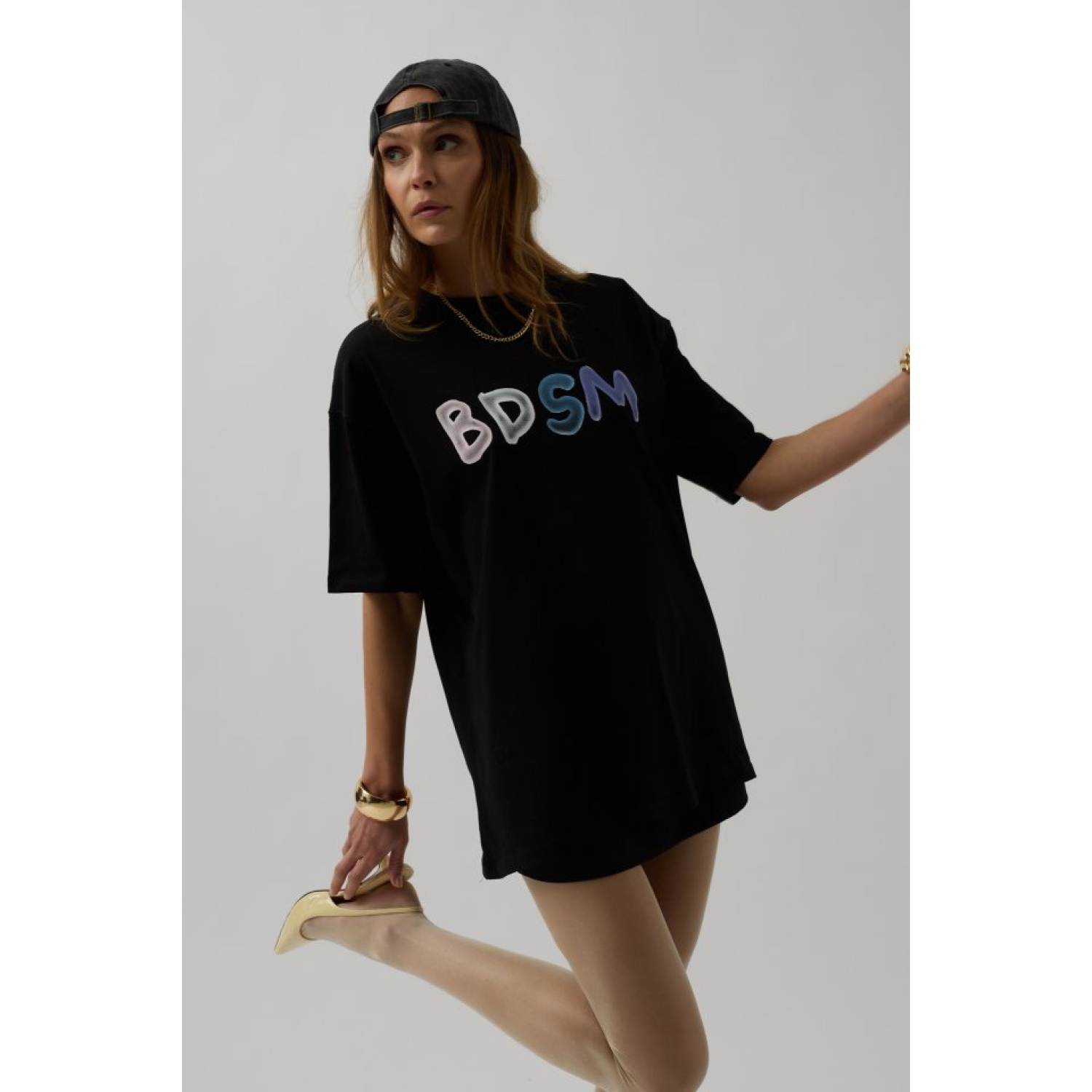 Lucky Life Kadın Sırt Ve Ön Baskılı Oversize T-Shirt