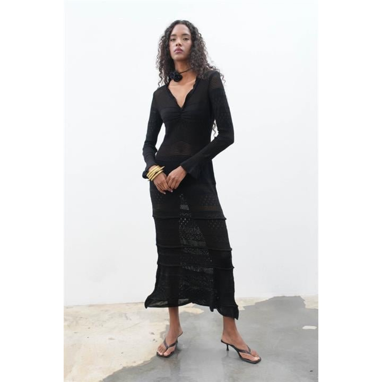 Lucky Life Kadın Maxi Fırfır Detaylı Örme Elbise Lucky Life Kadın Maxi Fırfır Detaylı Örme Elbise