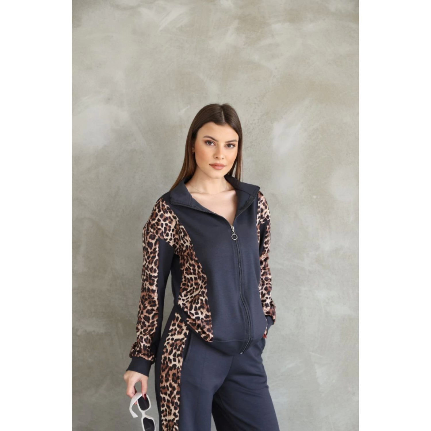 Lucky Life Kadın Modal Yumuşak Dokulu Kumaş  Kapüşonlu Leopar Des