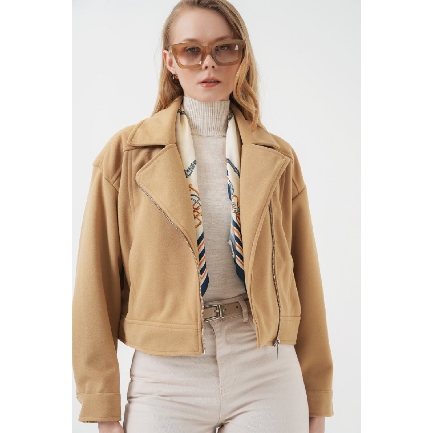 Lucky Life Kadın Kısa Kaşe Ceket - Bisküvi