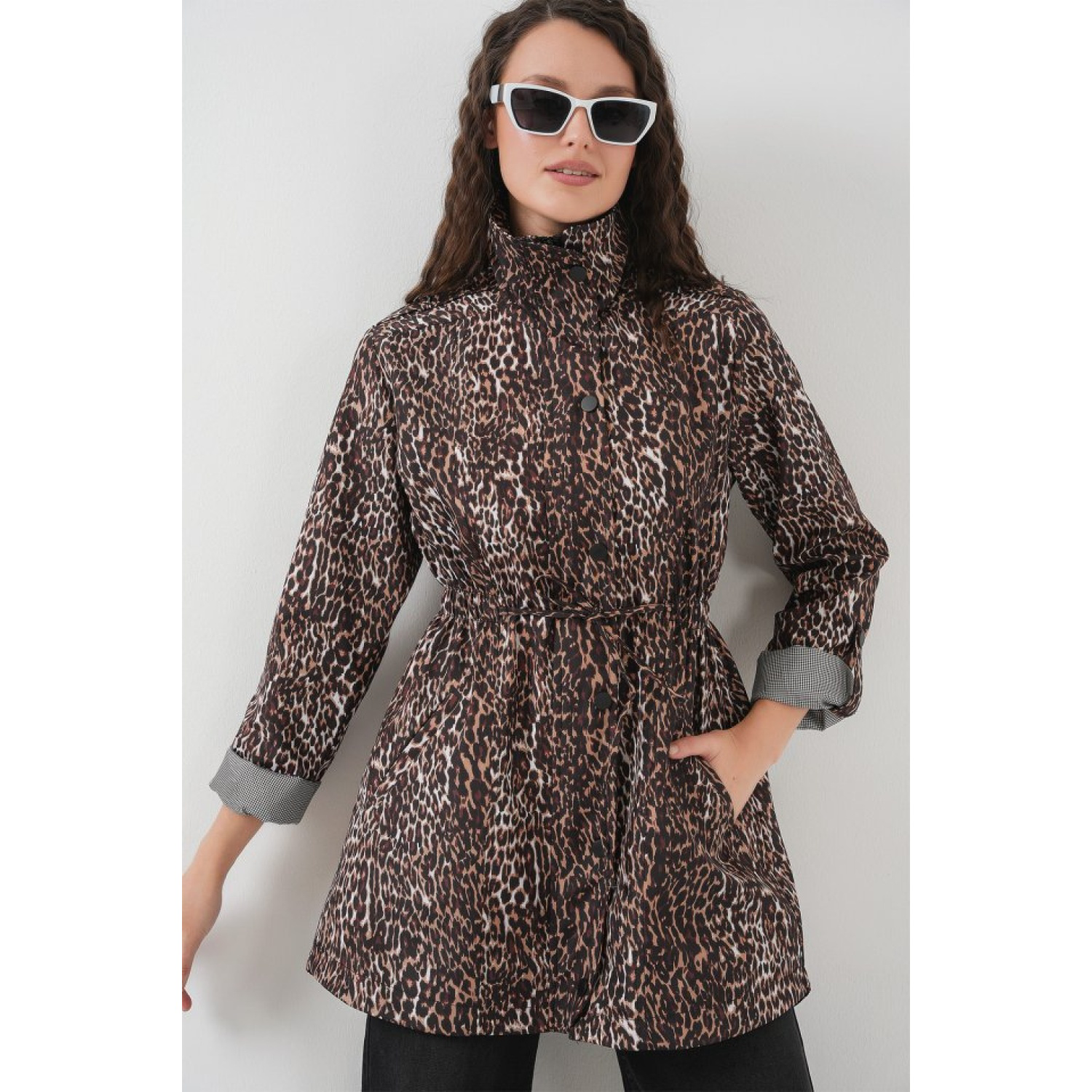 Lucky Life Kadın Beli Büzgülü Trençkot - E. Kahve