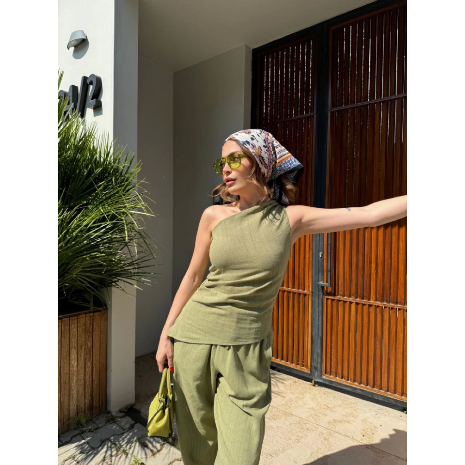 Lucky Life Kadın Keten Lucky Life Kadın Asimetrik Tek Omuzlu Bluz