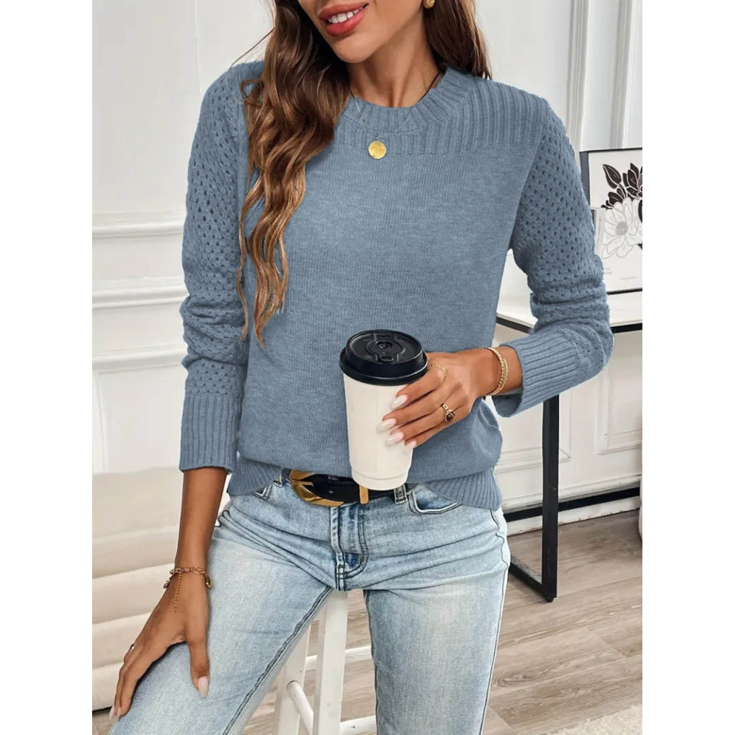 Lucky Life Kadın Uzun Kollu Bisiklet Yaka Triko Bluz