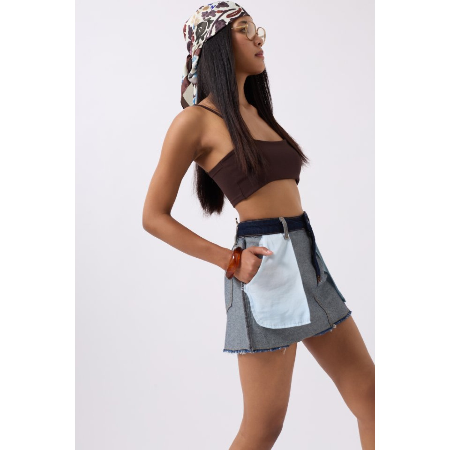 Lucky Life Kadın Ters Detay Denim Mini Etek