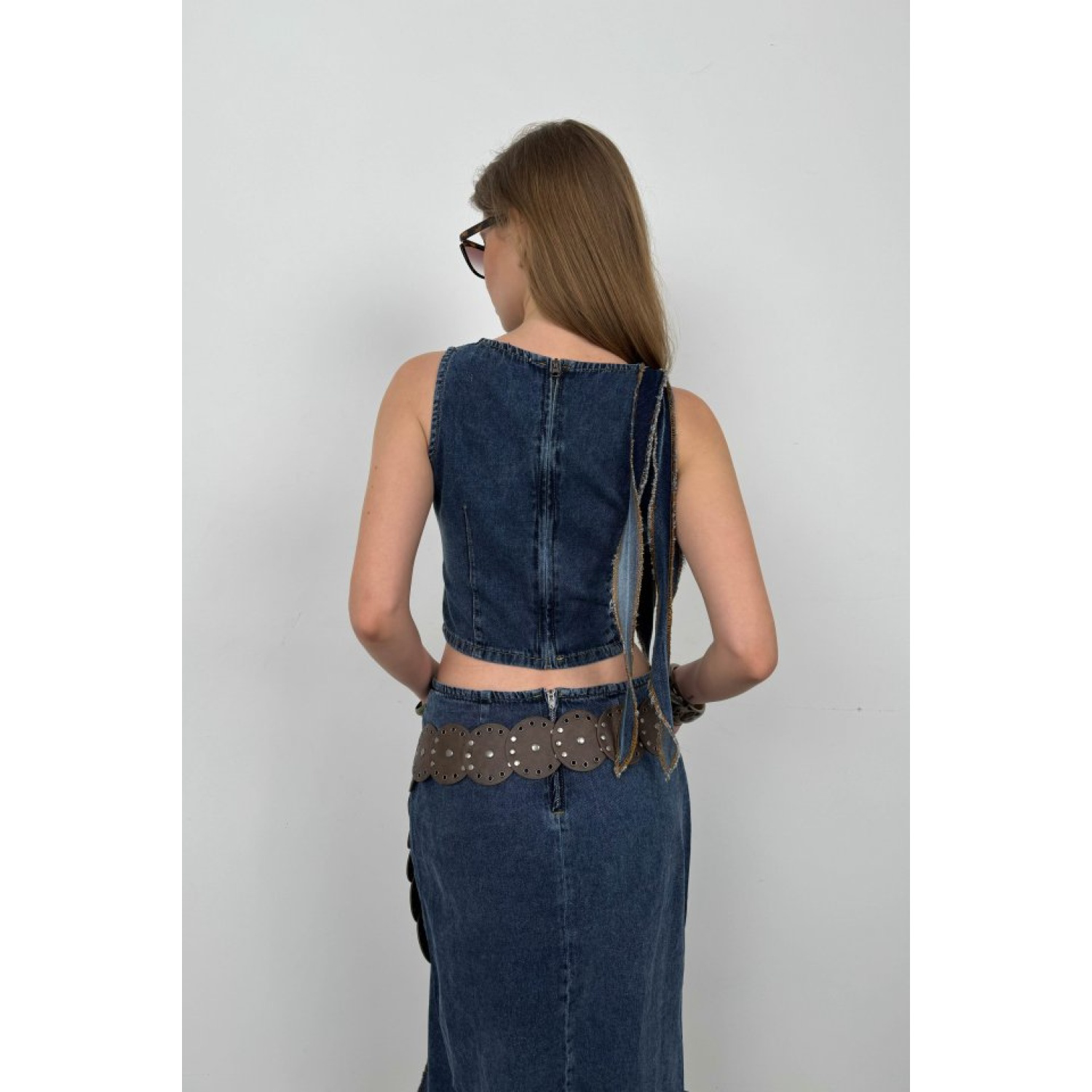 Lucky Life Kadın Fırfır Detay Denim Bluz