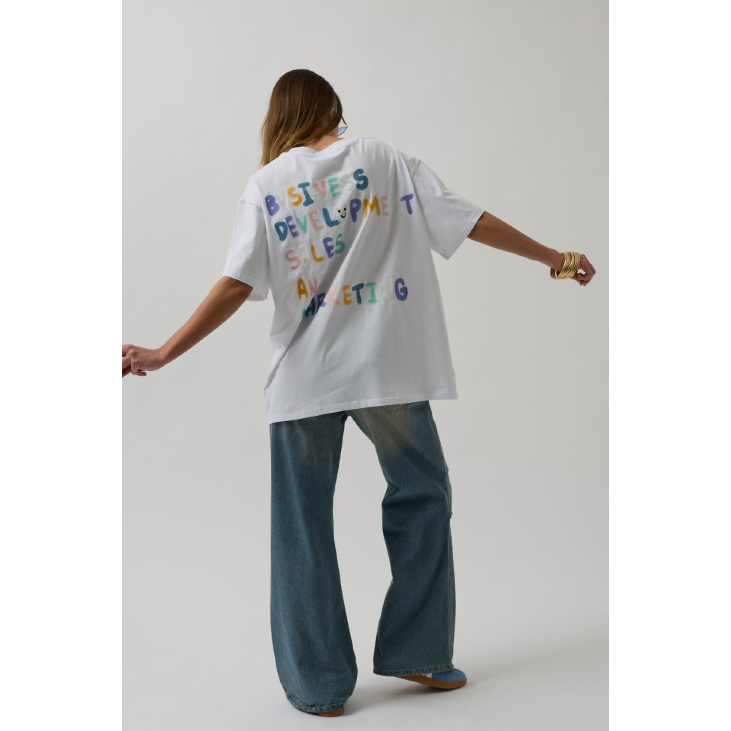 Lucky Life Kadın Sırt Ve Ön Baskılı Oversize T-Shirt