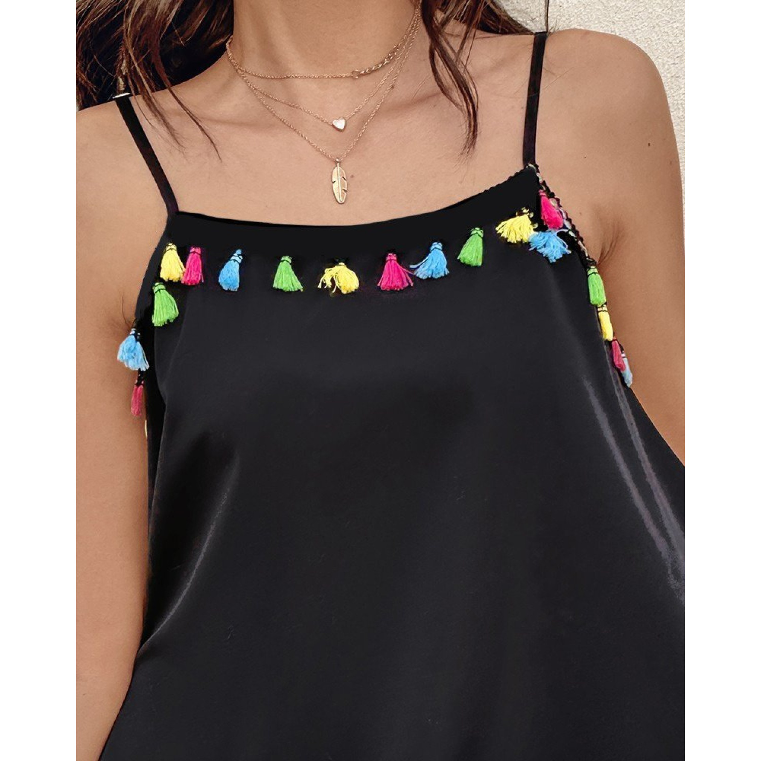 Lucky Life Kadın Ip Askılı Püskül Detaylı Sandy Bluz