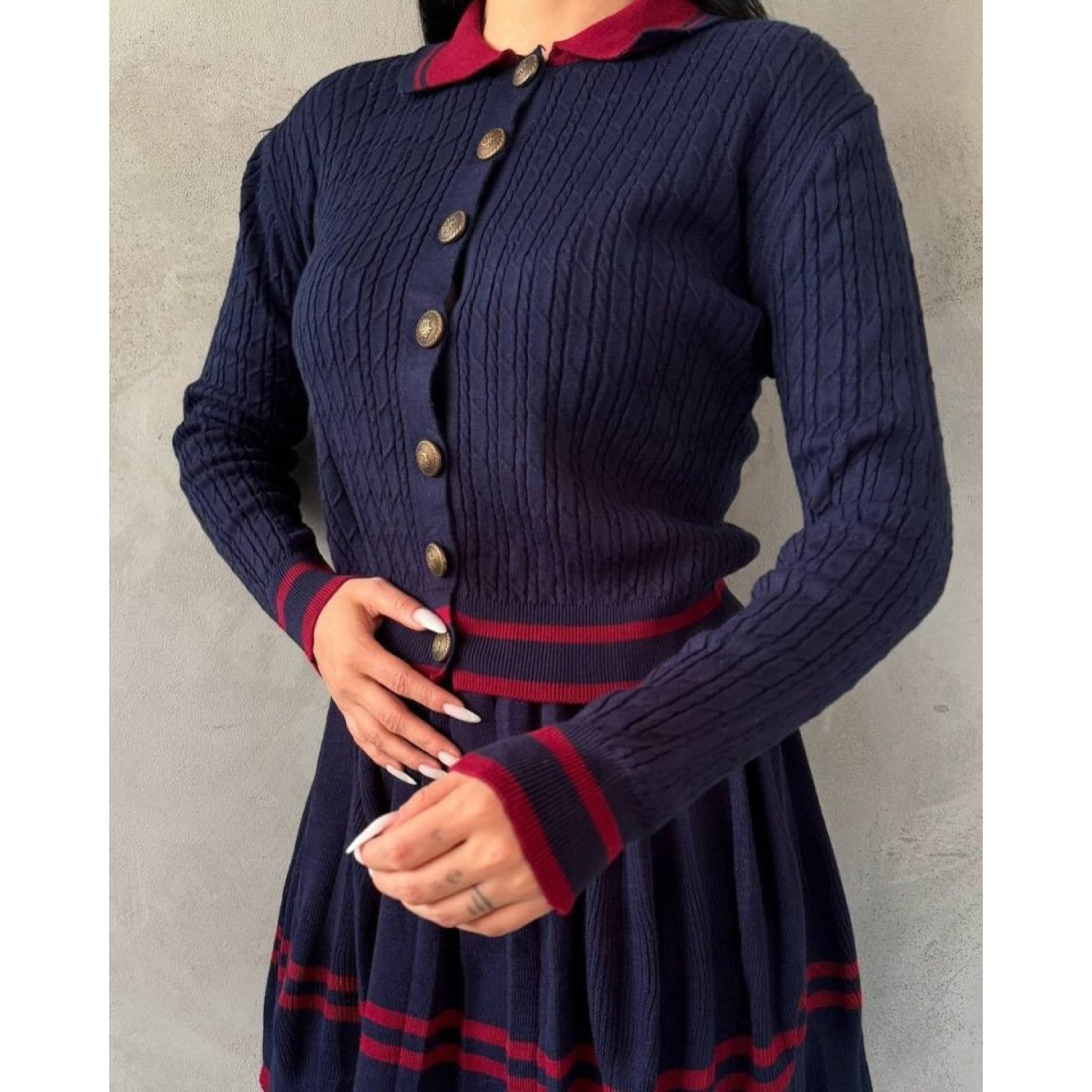 Lucky Life Kadın Uzun Kollu Düğme Ve Ribana Detay Triko Hırka Ve 