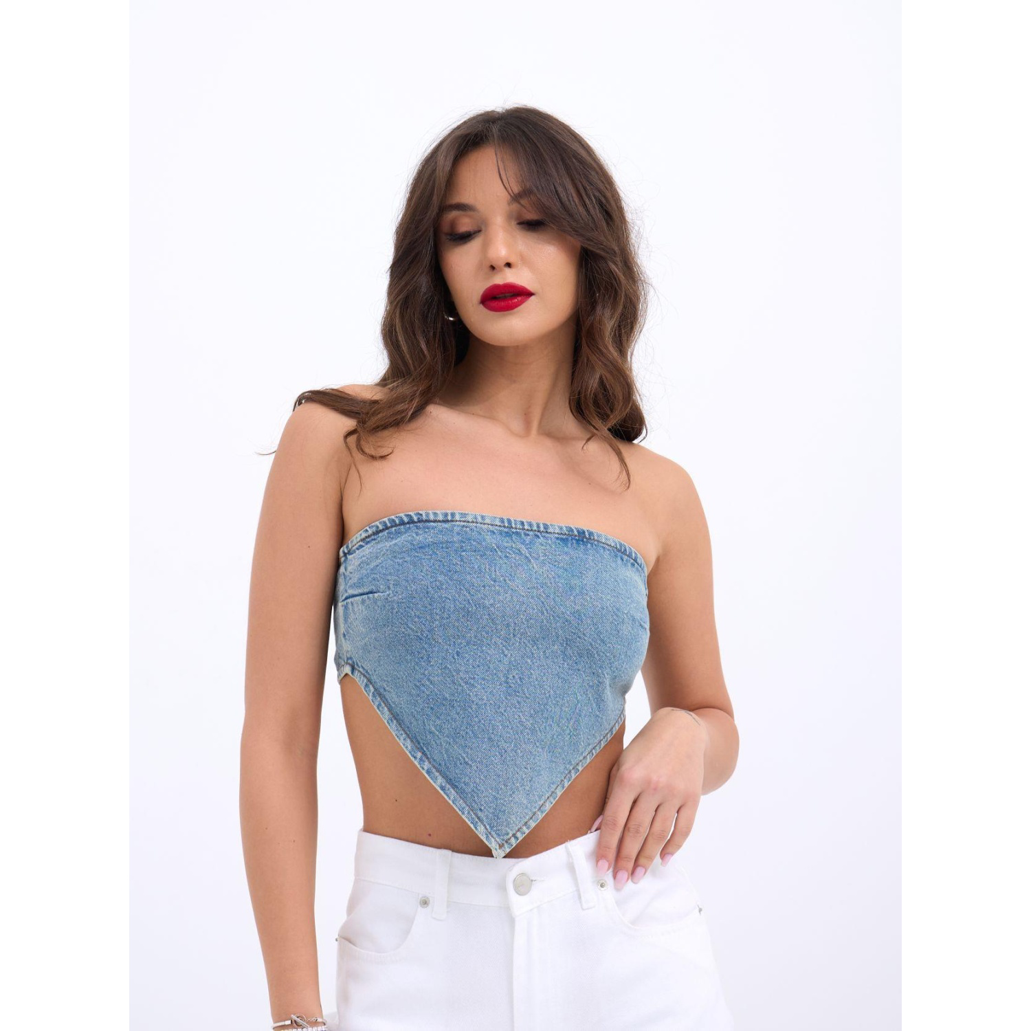 Lucky Life Kadın 22 KOT CROP-MAVİ