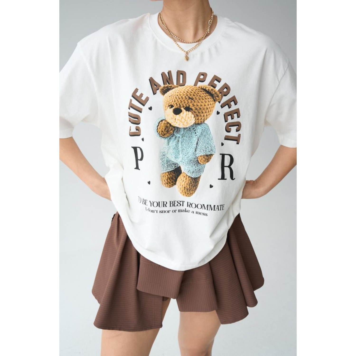 Lucky Life Kadın  Teddy Bear T-Shirt - Krem