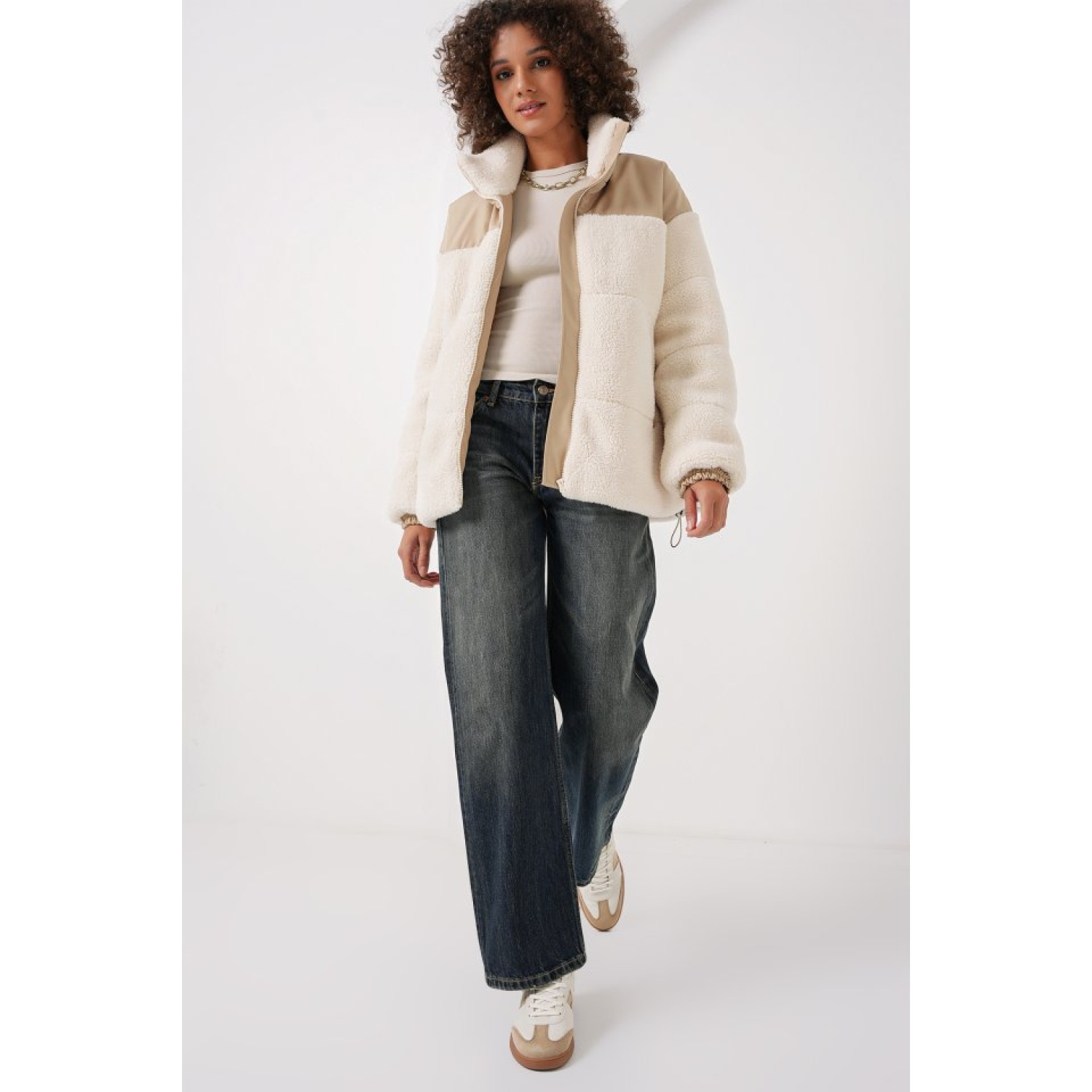 Lucky Life Kadın Şişme Peluş Mont - Ekru