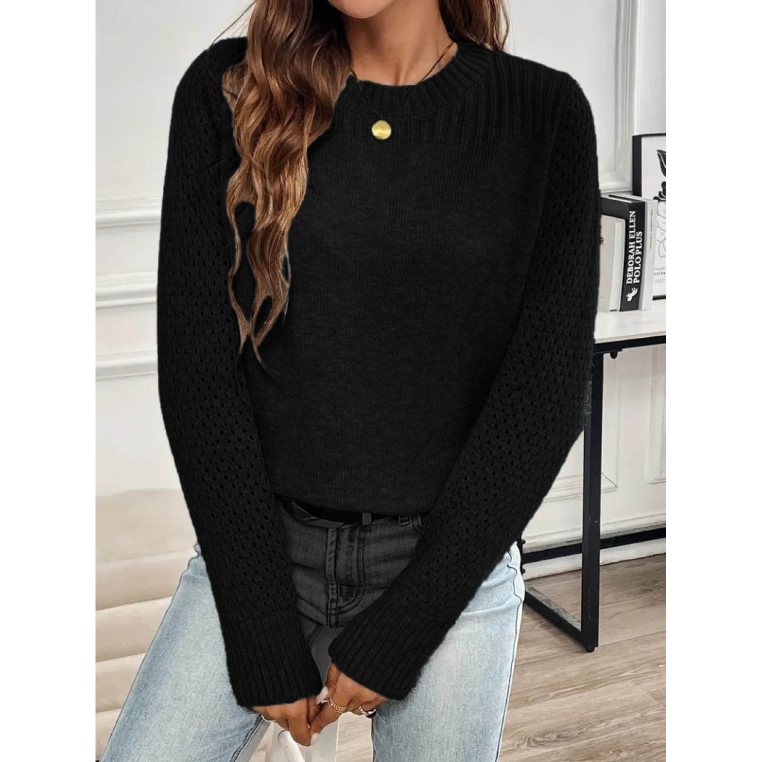 Lucky Life Kadın Uzun Kollu Bisiklet Yaka Triko Bluz