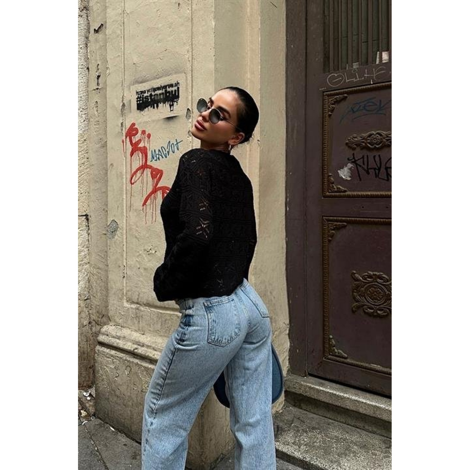 Lucky Life Kadın Kroşe  Bisiklet Yaka Kazak