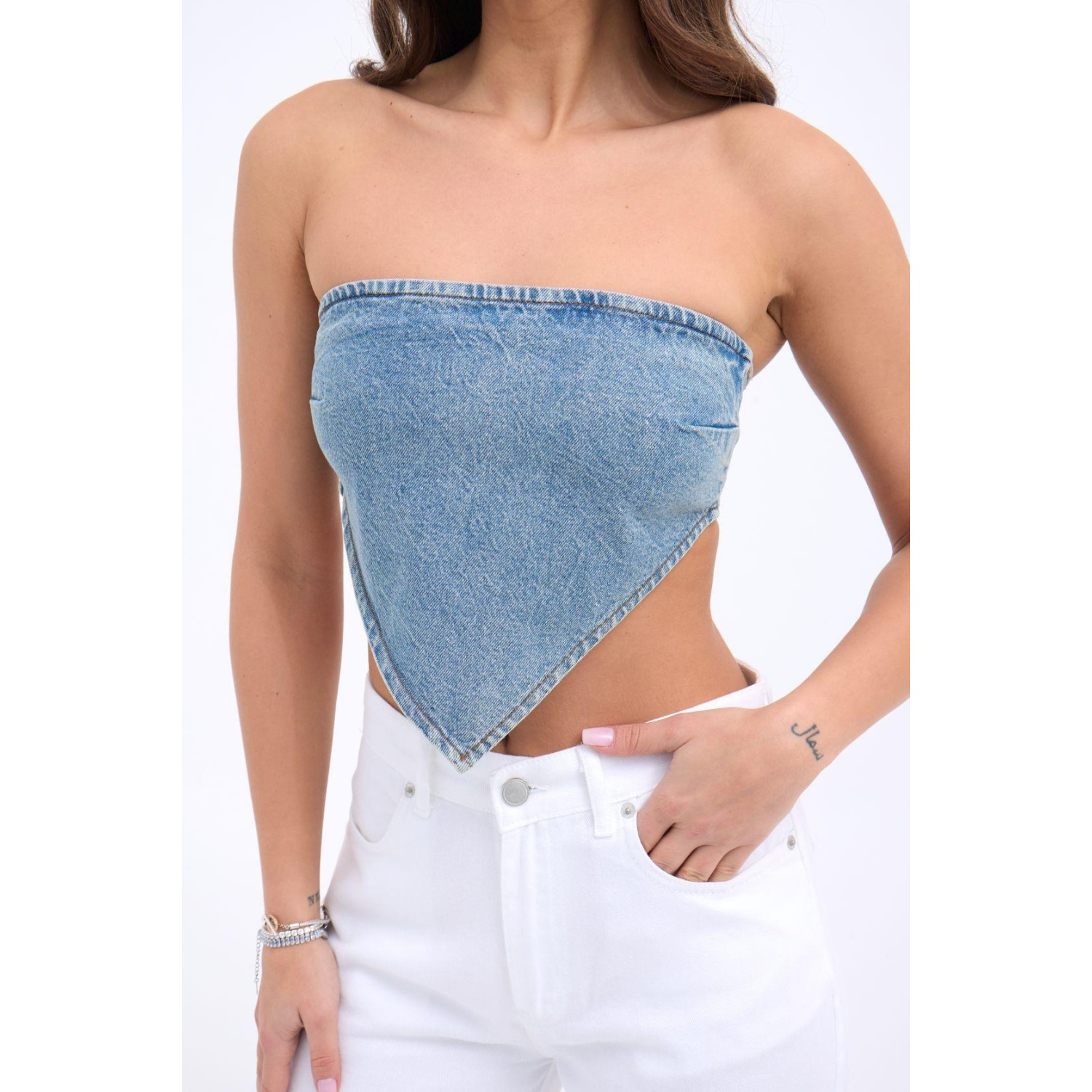 Lucky Life Kadın 22 KOT CROP-MAVİ