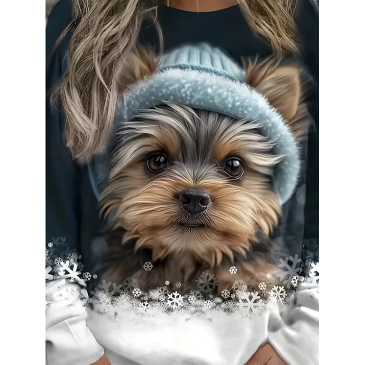 Lucky Life Kadın Uzun Kollu Bisiklet Yaka Köpek Baskılı şardonlu Lucky Life Kadın Uzun Kollu Bisiklet Yaka Köpek Baskılı şardonlu