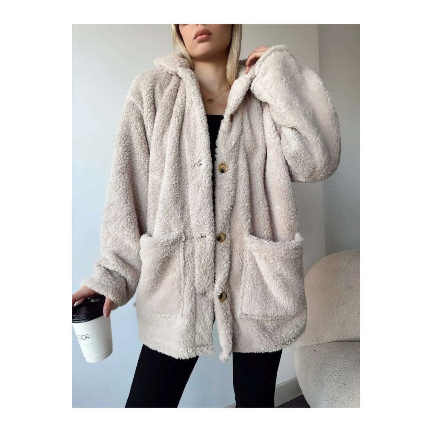 Lucky Life Kadın Uzun Kollu Cep Ve Düğme Detay Wellsof Kumaş Kaba