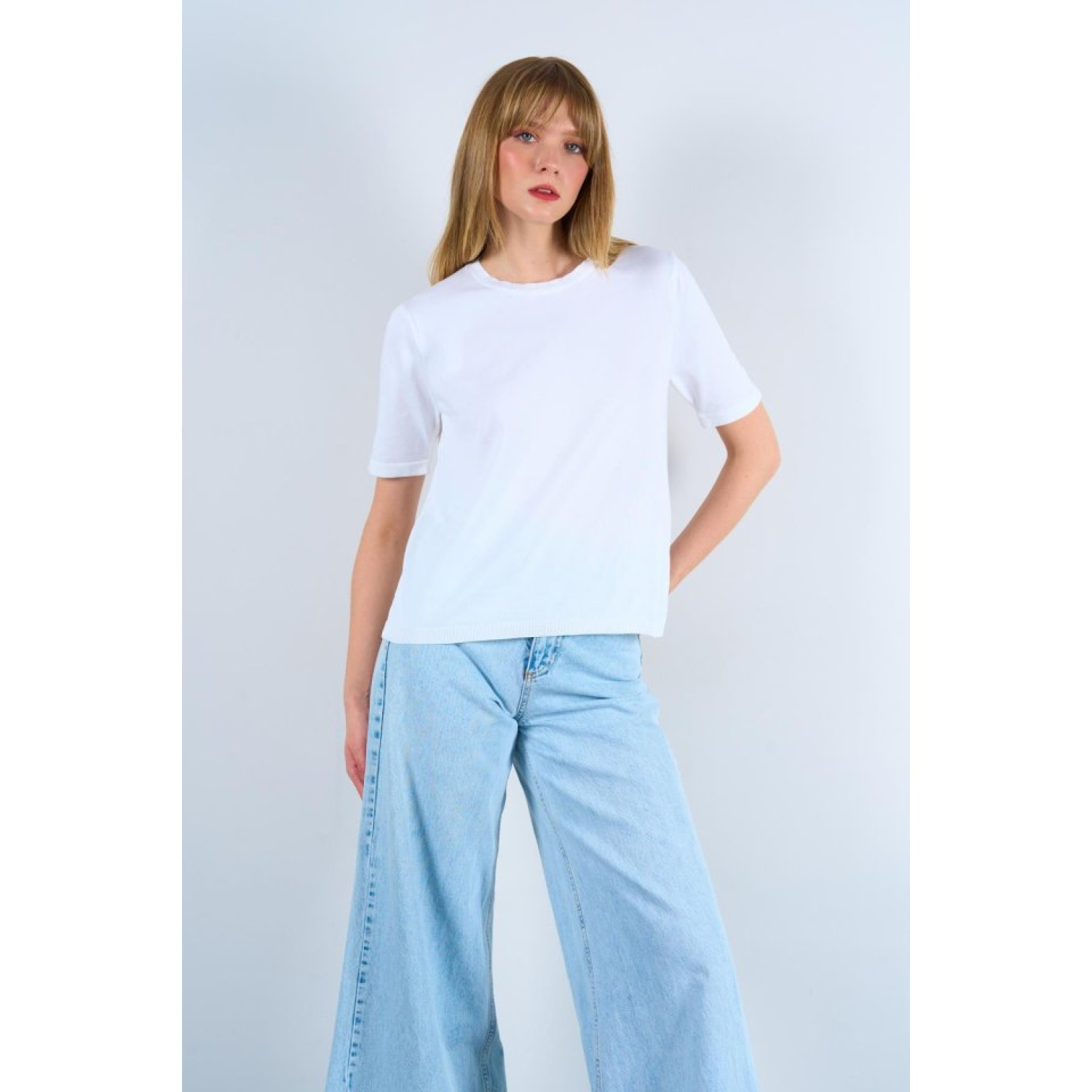 Lucky Life Kadın Vaniza Örgü Kazak - Optik Beyaz