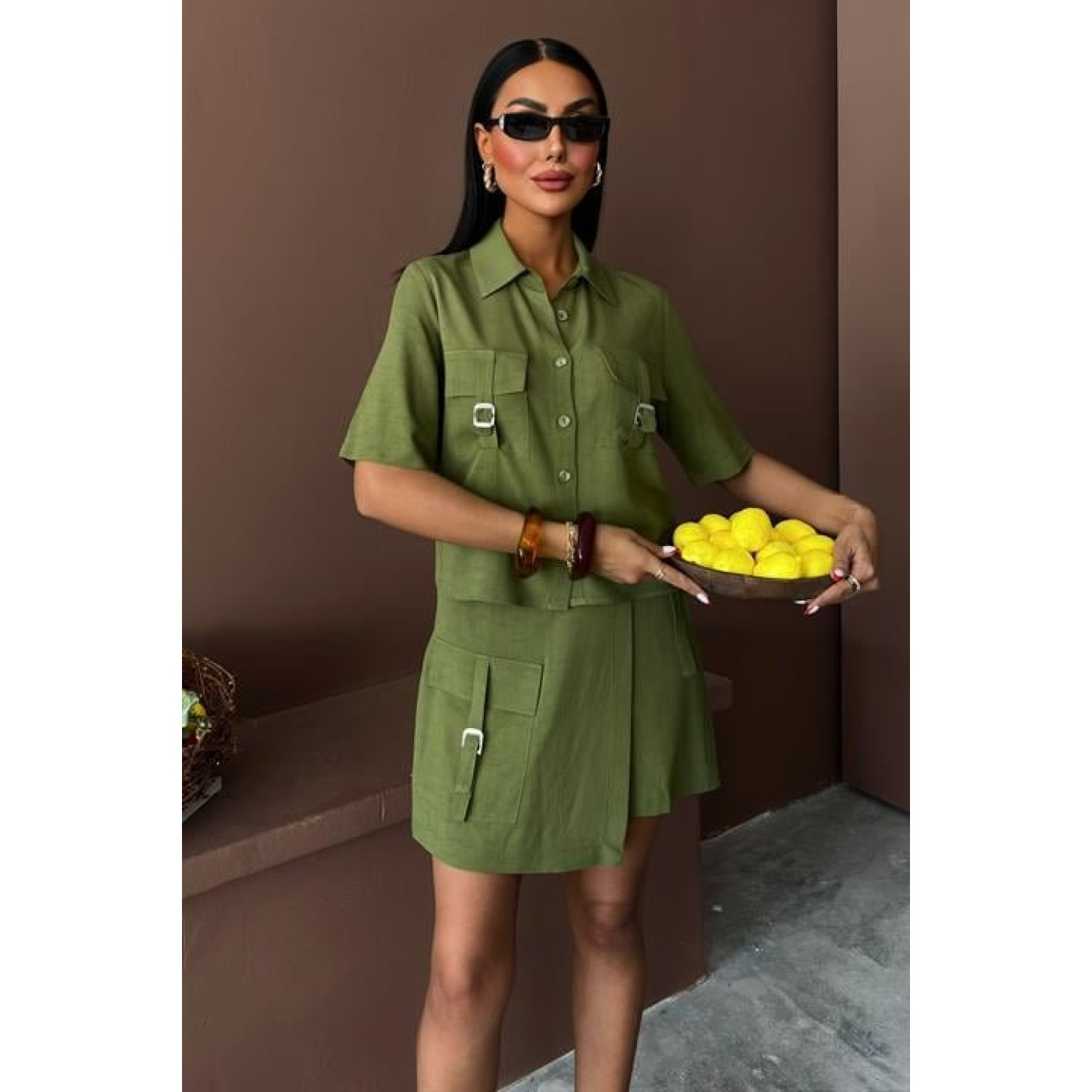 Lucky Life Kadın Gömlek Şort Etek Viscon Lucky Life Kadın Keten T