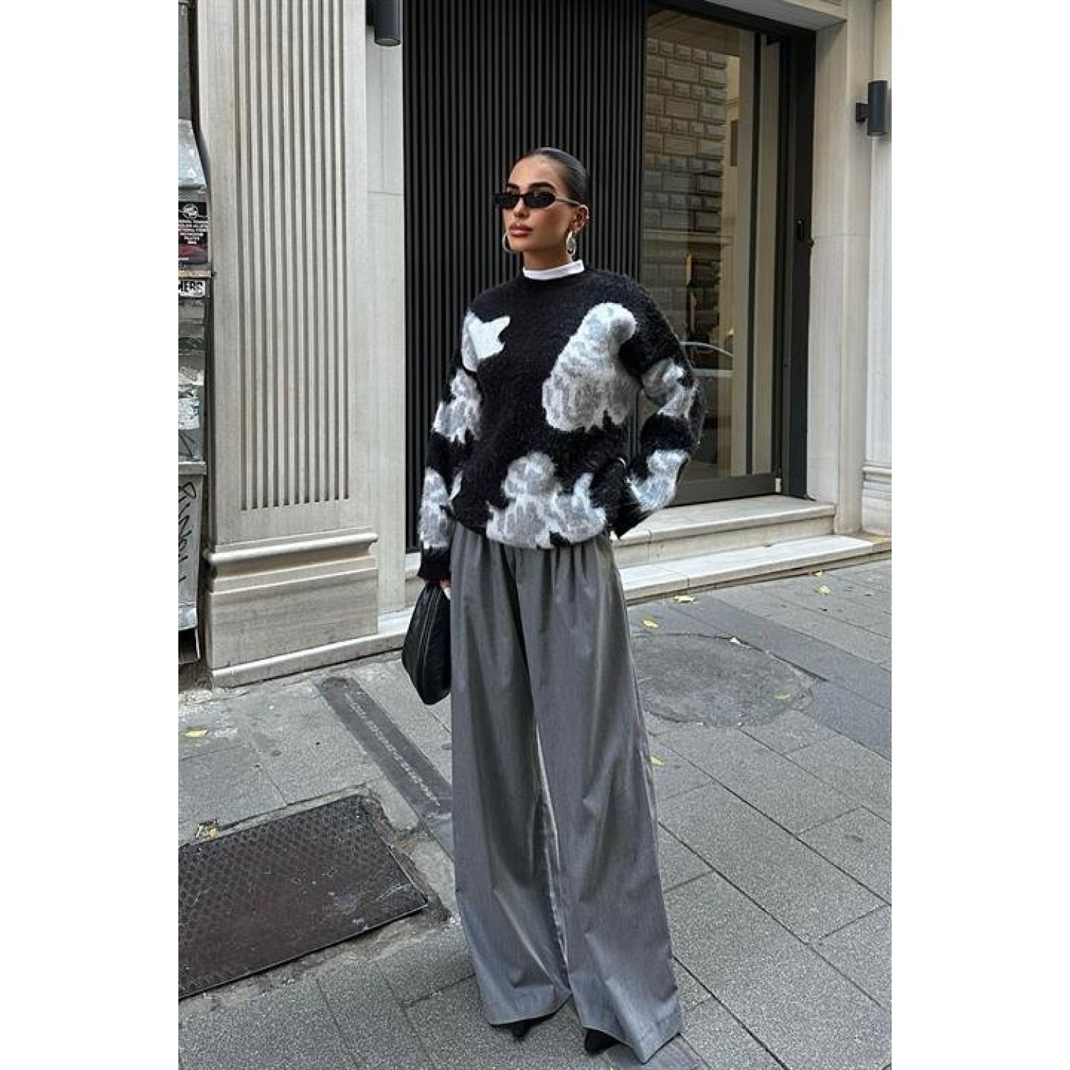 Lucky Life Kadın Desenli Şardonlu Kazak