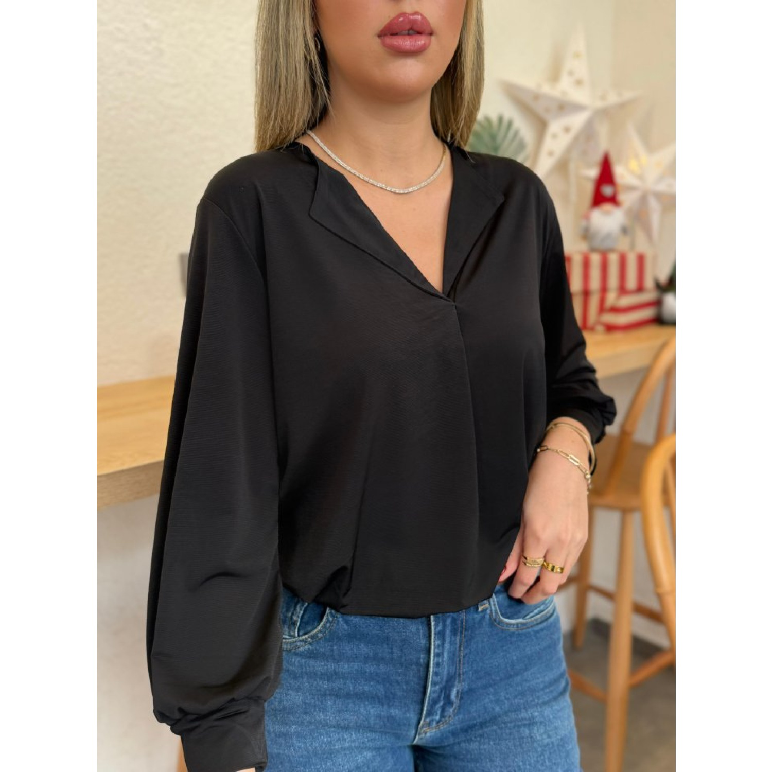 Lucky Life Kadın Uzun Kollu V Yakalı Sandy Bluz