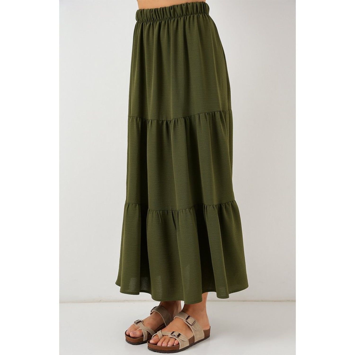 Lucky Life Kadın Ayrobin Uzun Etek 8048 - Haki