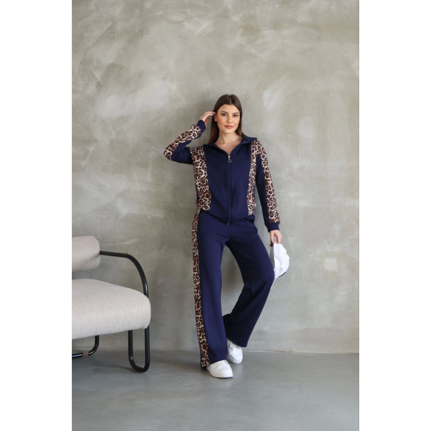 Lucky Life Kadın Modal Yumuşak Dokulu Kumaş Kapüşonlu Leopar Dese