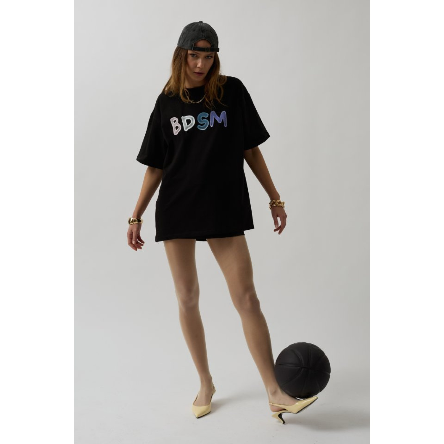 Lucky Life Kadın Sırt Ve Ön Baskılı Oversize T-Shirt