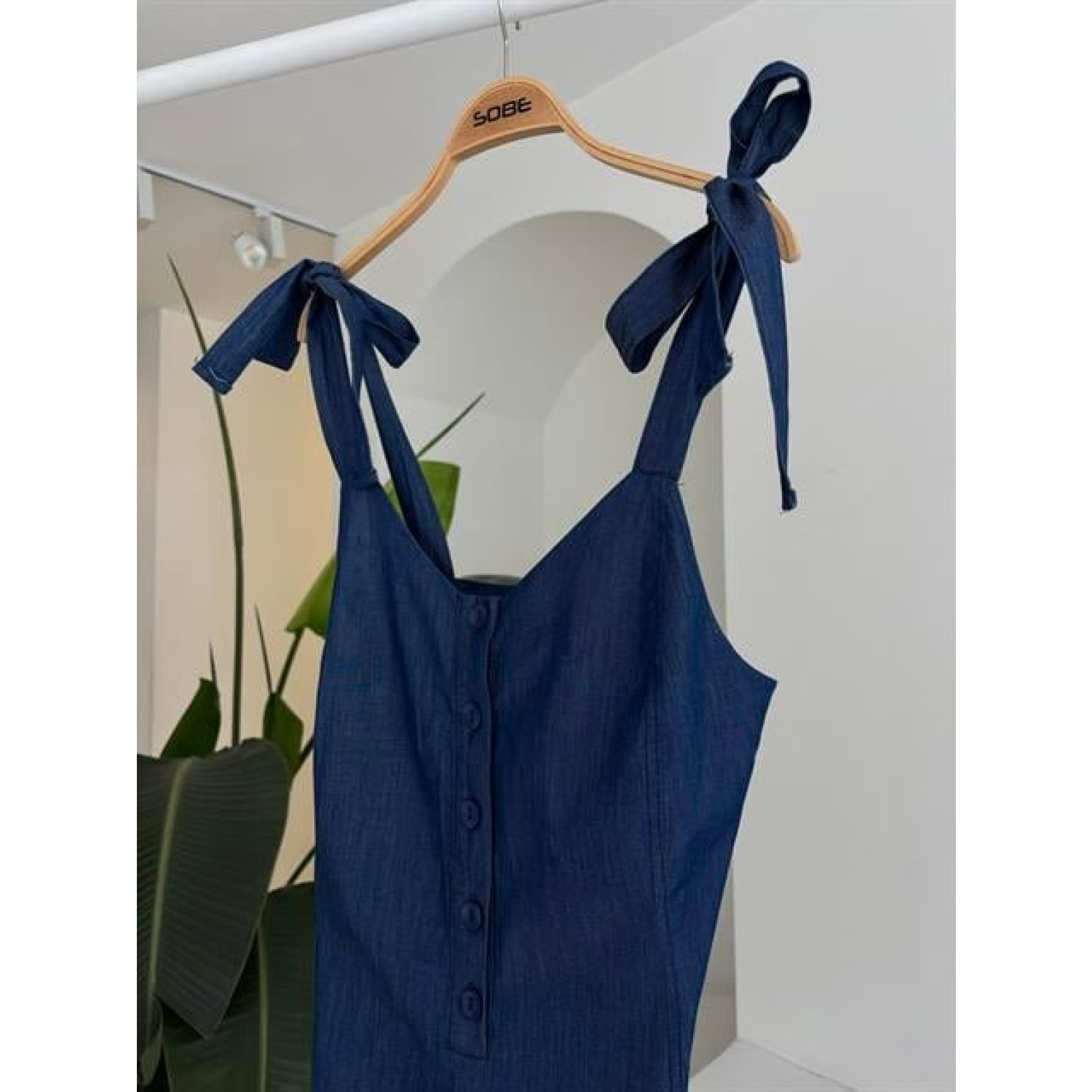 Lucky Life Kadın Tensel Denim Kumaşlı Mini Tulum