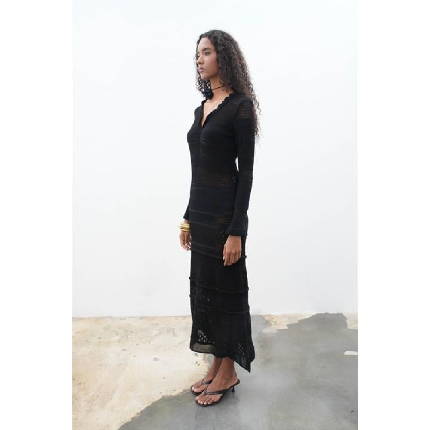 Lucky Life Kadın Maxi Fırfır Detaylı Örme Elbise Lucky Life Kadın Maxi Fırfır Detaylı Örme Elbise