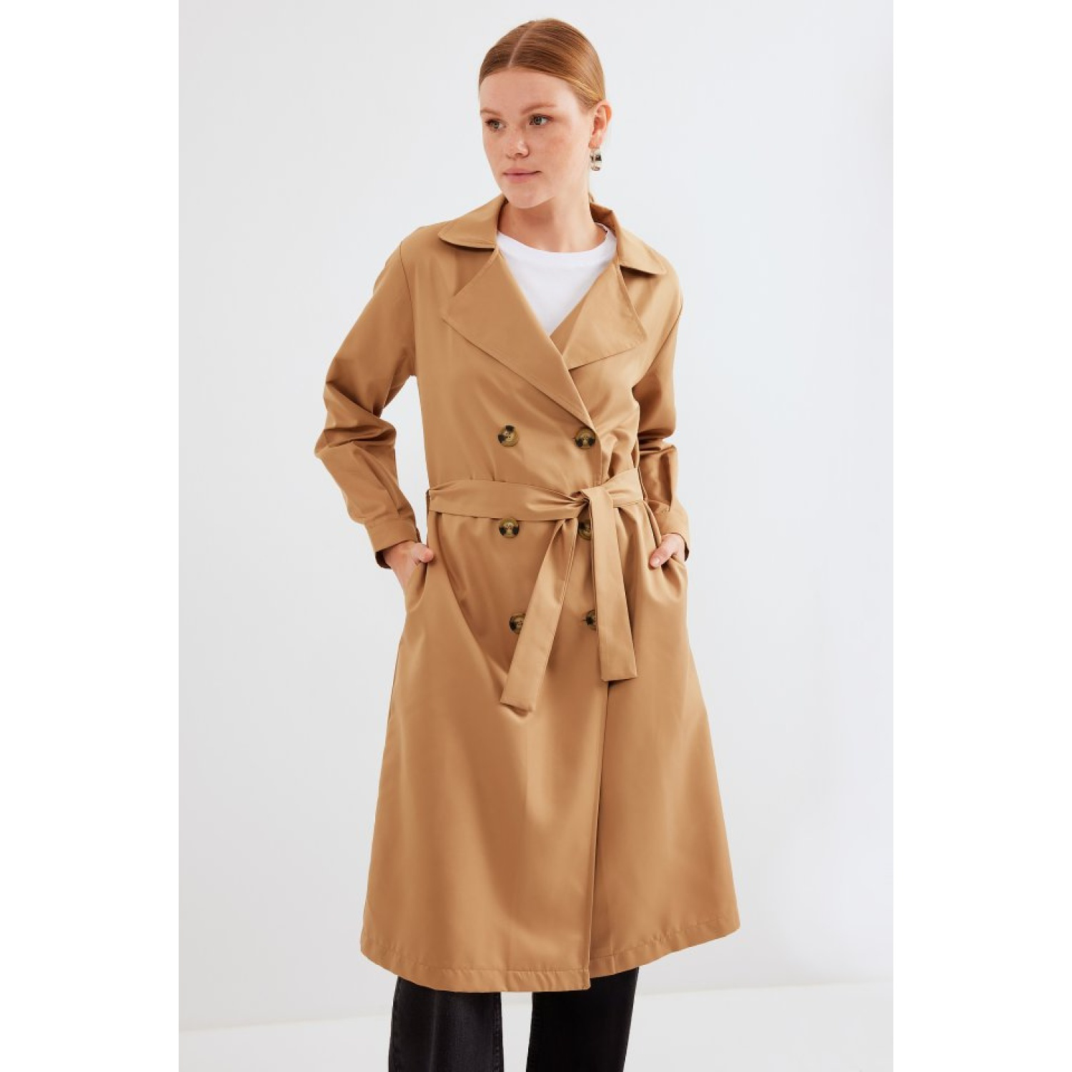 Lucky Life Kadın Kruvaze Yaka Trençkot - Taba