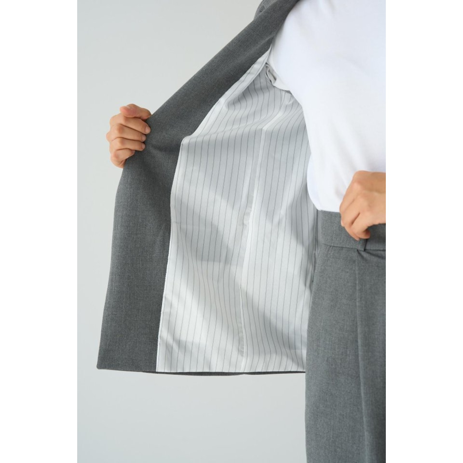 Lucky Life Kadın Astarı Çizgili Ceket - Gri Lucky Life Kadın Astarı Çizgili Ceket - Gri